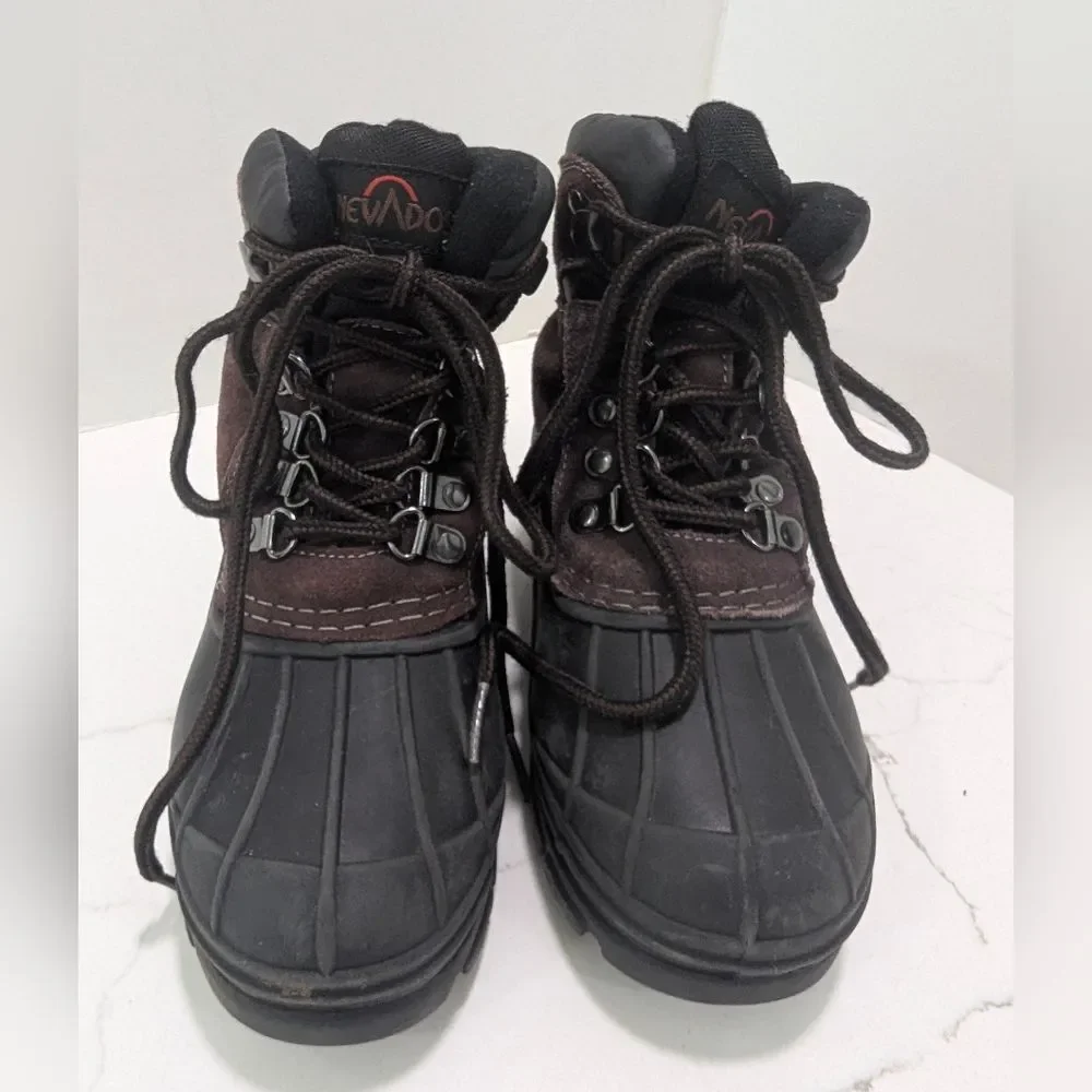 Kids Nevados Brown Hiking Leather Waterproof Snow Boots Sz 1 Storm Pac Insulated